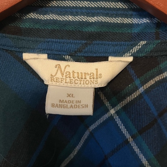 Natural Reflections Plaid Flannel Button Up Shirt Relax XL Western Layered Top - Picture 4 of 13